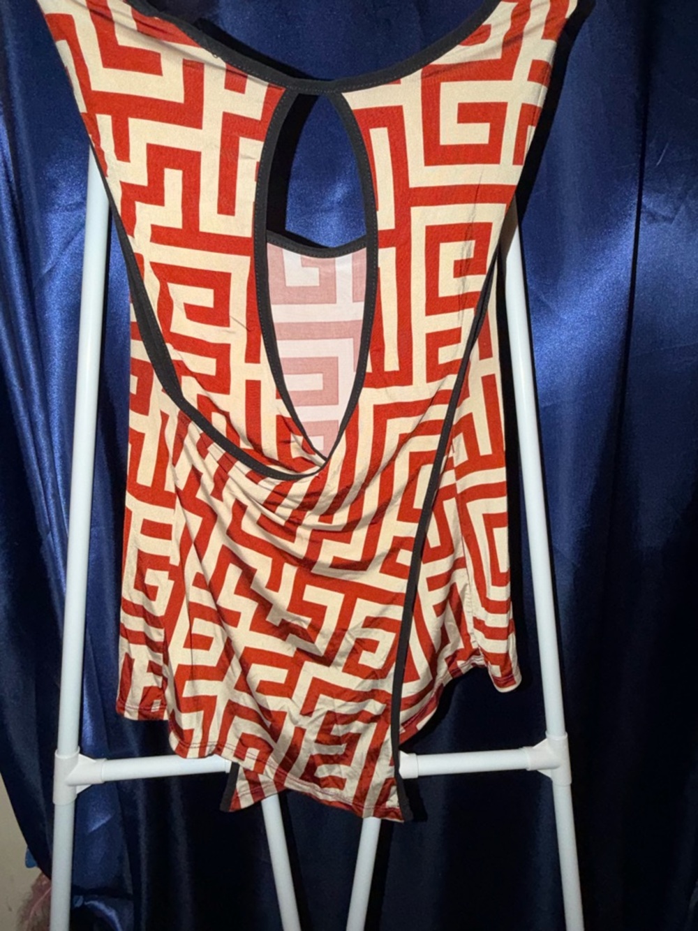Tabom Red & Cream Geometric Racerback Tank Top - Picture 3 of 3